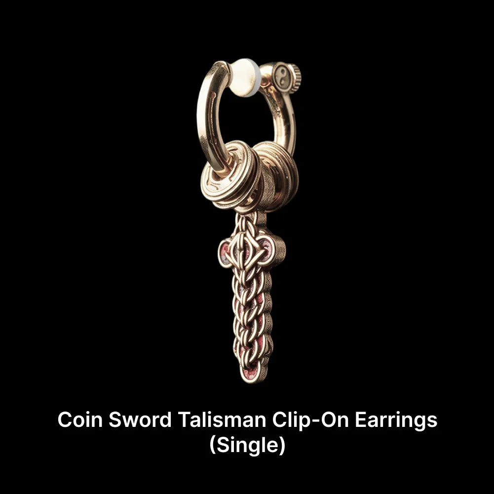 Coin Sword Talisman Earrings