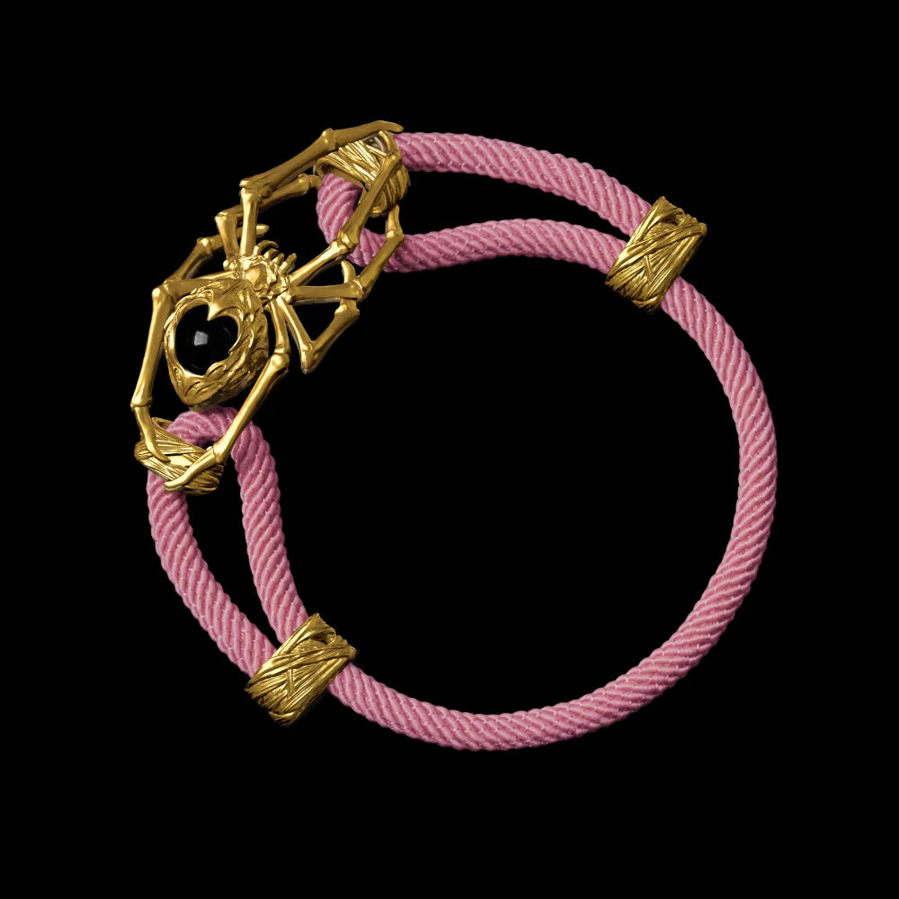 24K Gold Spider Rope Bracelet Milan Rope Strawberry Cream