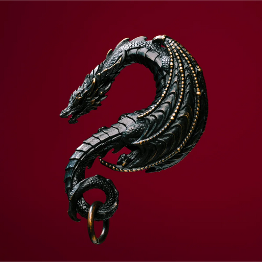 Blackened Dragon Hook Keychain Details 01