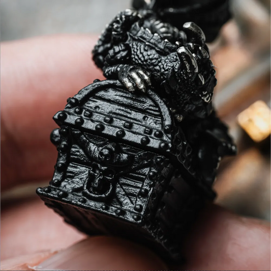 Blackened Dragon Treasure Chest Pendant Details 04