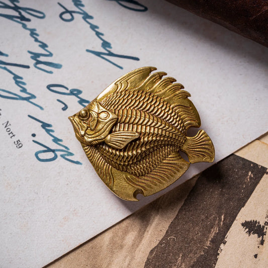 Brass Angelfish Letter Opener Details 02