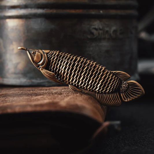 Brass Arowana Fidget Keychain Details 01