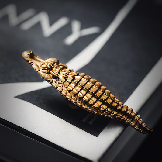Brass Crocodile Brooch