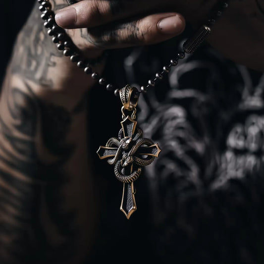 Double Snake Cross Pendant