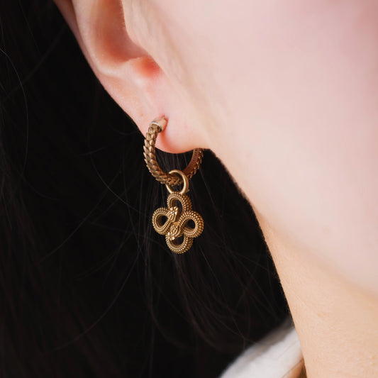 Double Snake Hoop Charm Earrings