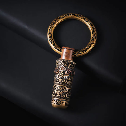 Brass Dragon-patterned Key Ring Details 02