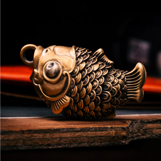 Brass Koi Fidget Pendant Details 02