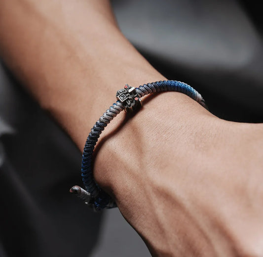 Brass Mayan Totem Rope Bracelet Details 01