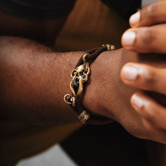 Brass Octopus Rope Bracelet Details 02
