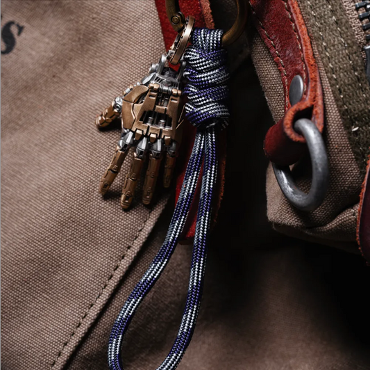 Brass Paracord Braided Keychain Details 02