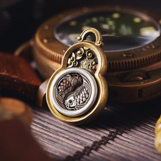 Brass Taiji Fish Pendant Details 02