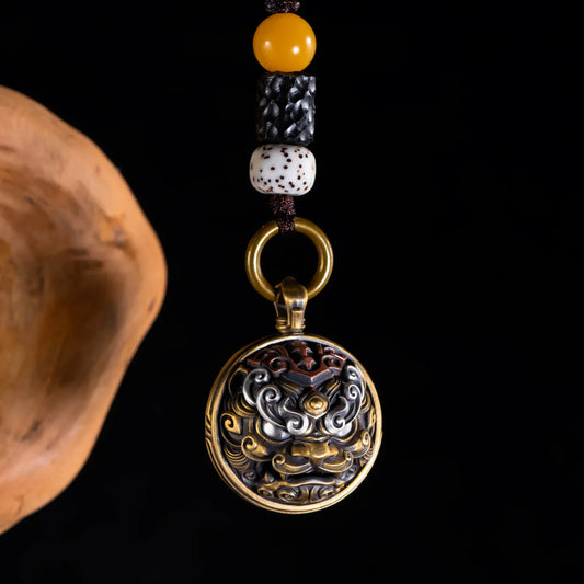 Brass Taotie Tiger Bell Details 09