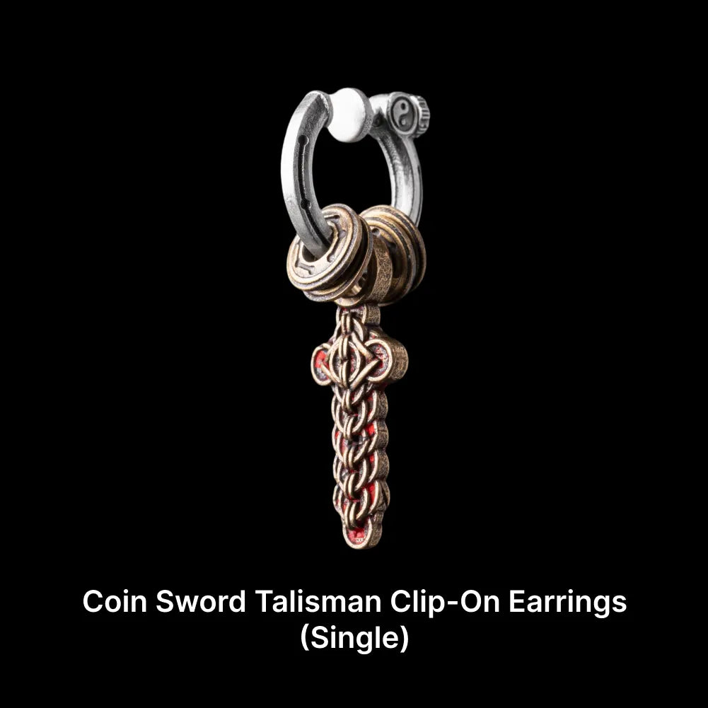 Coin Sword Talisman Earrings