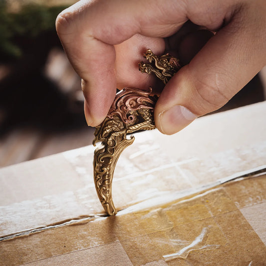 Brass With Copper Dragon Box Opener Details 01