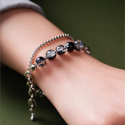 Crackle Bead Double-Layered Steel Chain