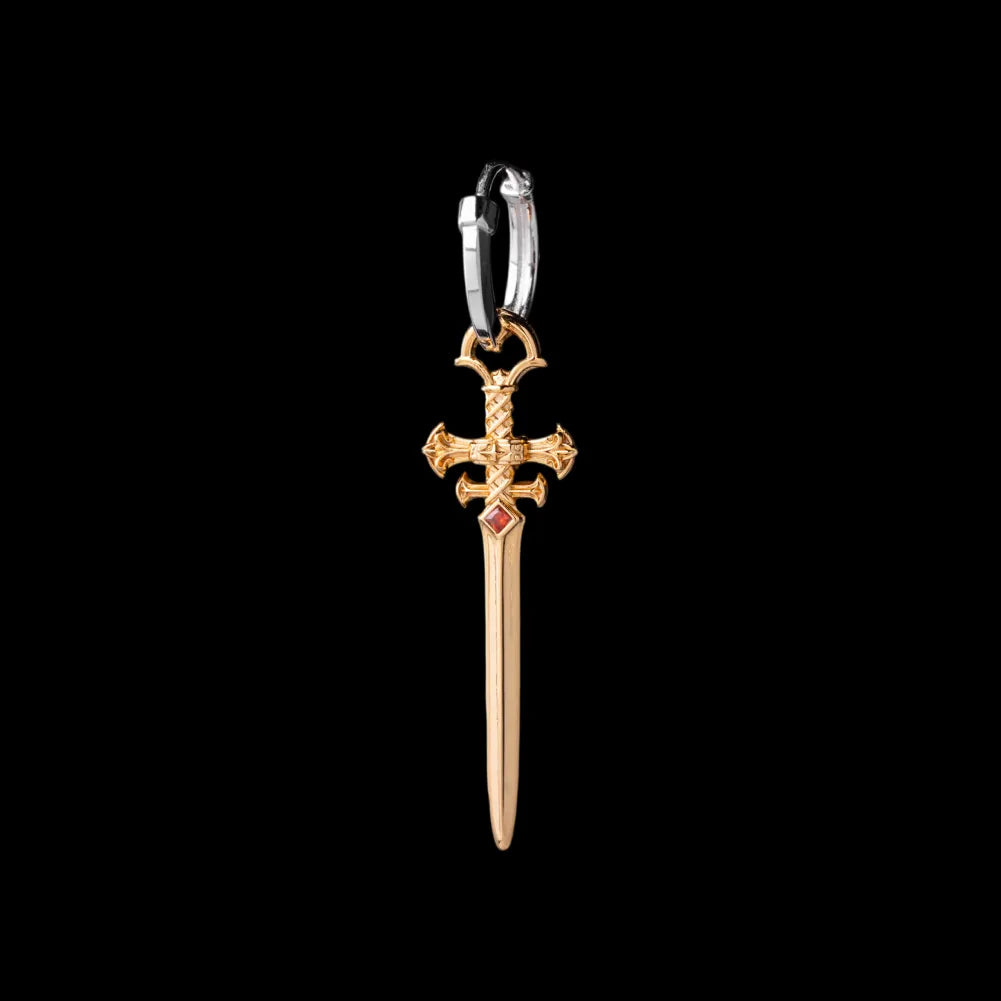 Crimson Sovereign Earrings in 24K Gold Plated Brass & 18K White Gold Plated Silver