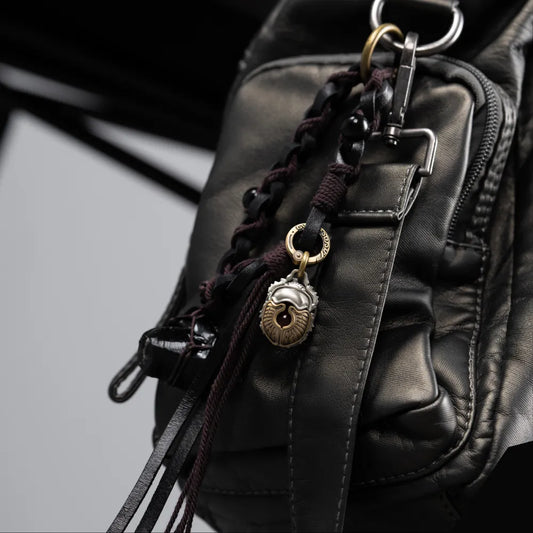 Crystal Braided Leather Keychain