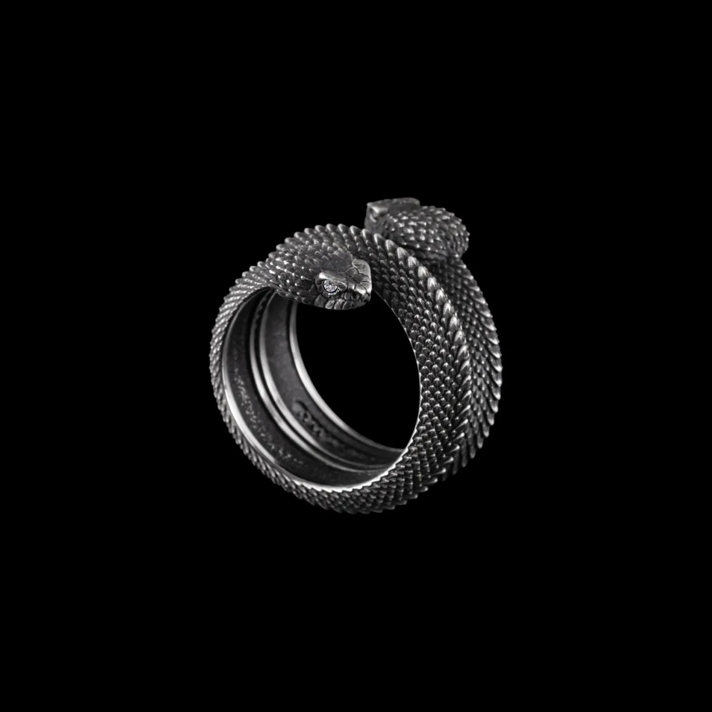 Custom Amphisbaena Triple Layer Ring With Diamond