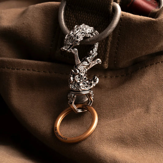 Customized Oxidized Silver Dragon Keychain Details 02