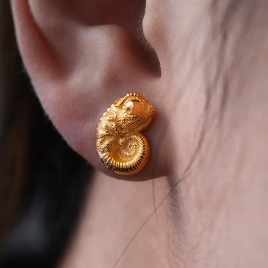 Customized Gold Chameleon Earrings Details 02