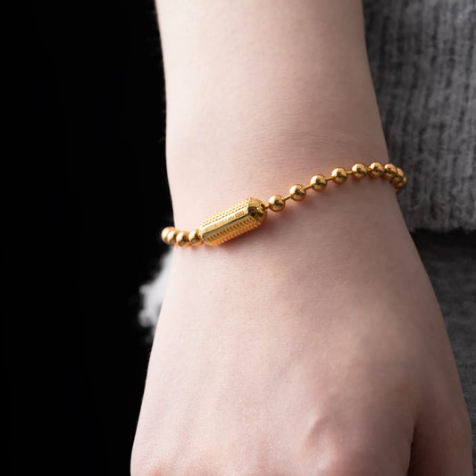 4mm Gold Vermeil Snake Scale Ball Chain Bracelet Details 01