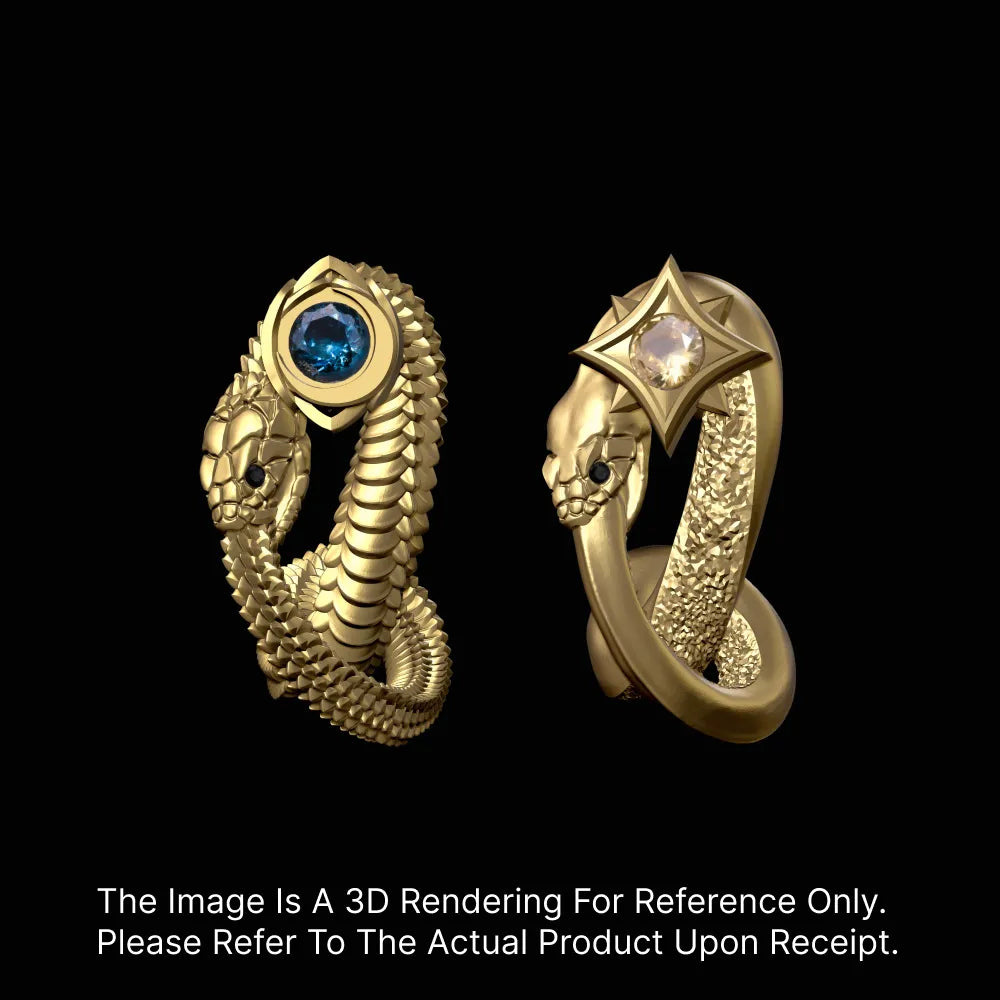 Asymmetrical Snake Studs Gothic Gold Vermeil Earrings COPPERTIST WU Asymmetrical Snake Studs Gothic Gold Vermeil Earrings COPPERTIST WU