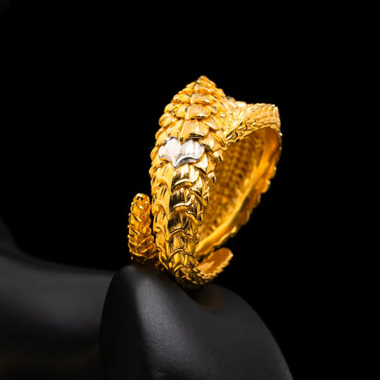 Customized 18k Gold With Silver Dragon Scale Ring details 02