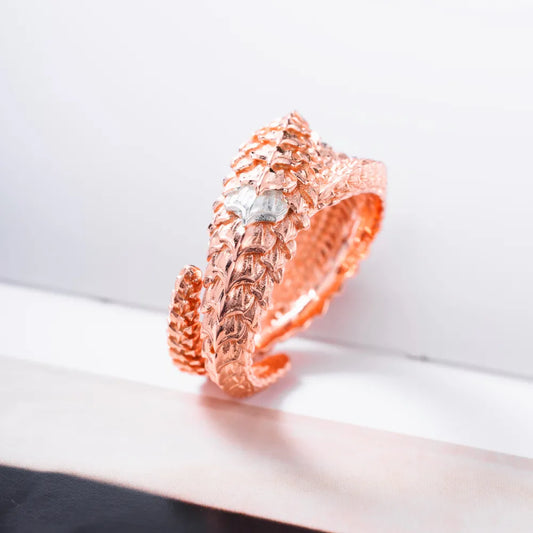 Customized 18K Rose Gold with Silver Dragon Scale Ring 2.0 Details 02