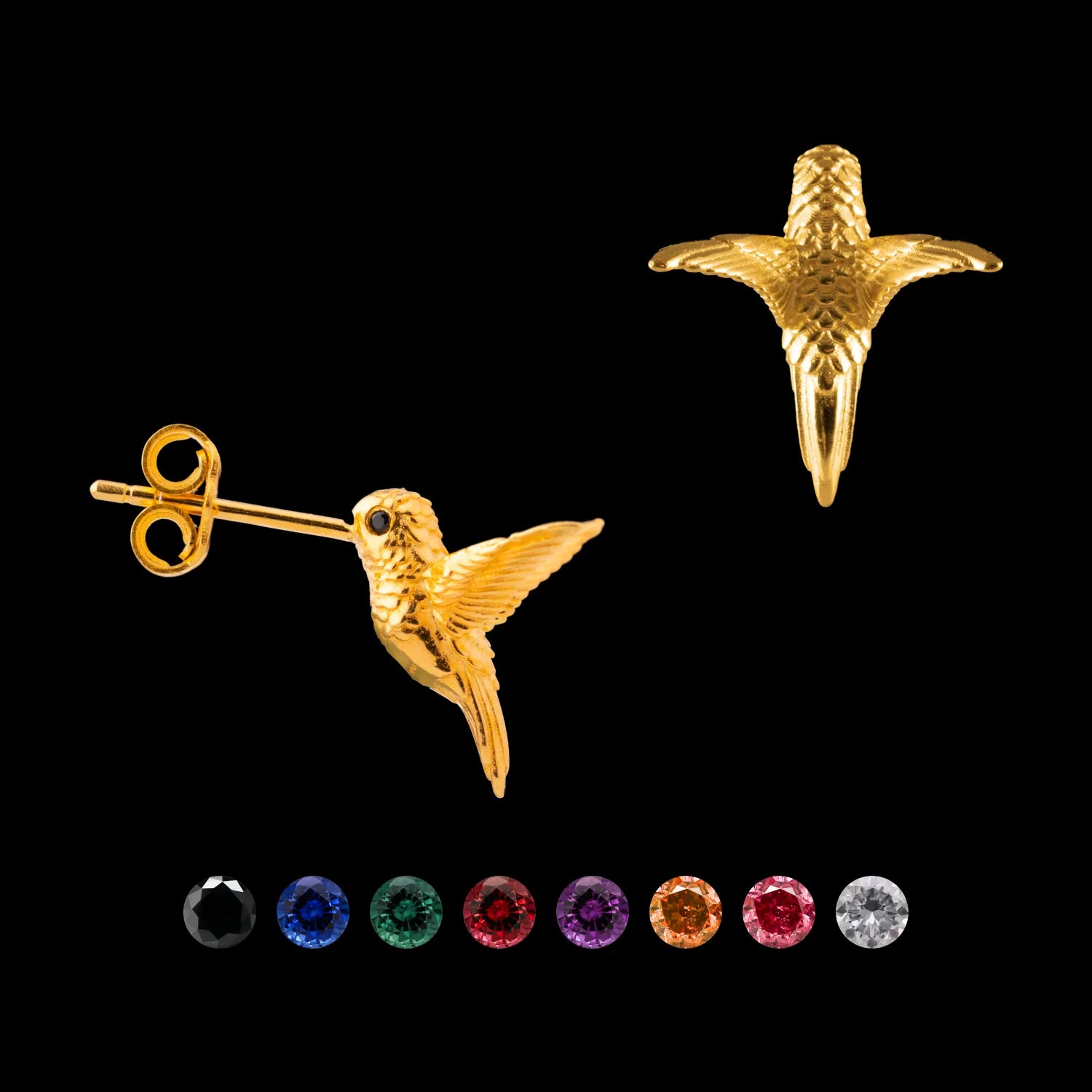 Stunning Hummingbird Stud Earrings 24K Gold COPPERTIST.WU