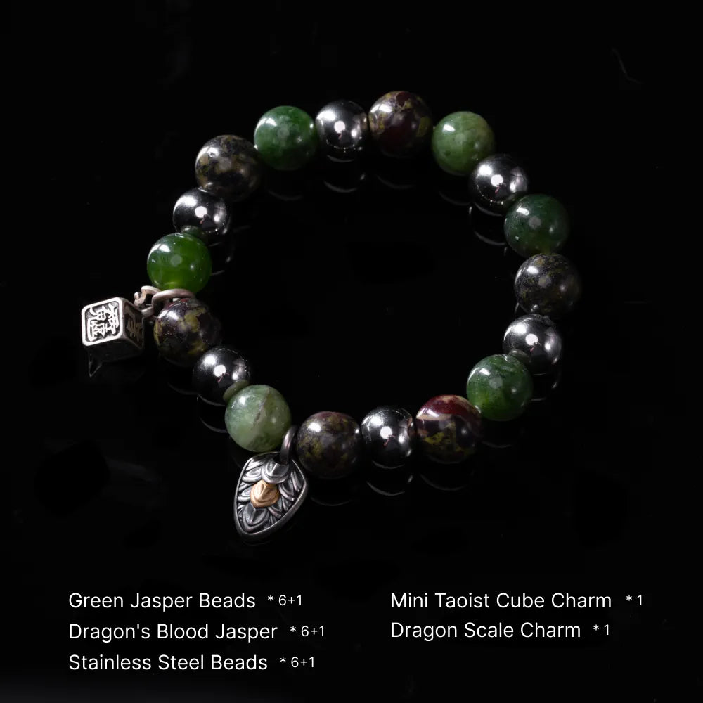 Customized Dragon’s Blood Green Jasper Warrior Bracelet 01