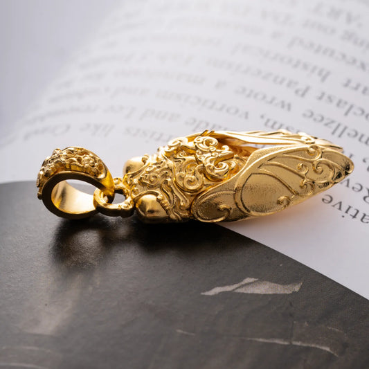 Customized Full 24K Gold Cicada Pendant Details 01