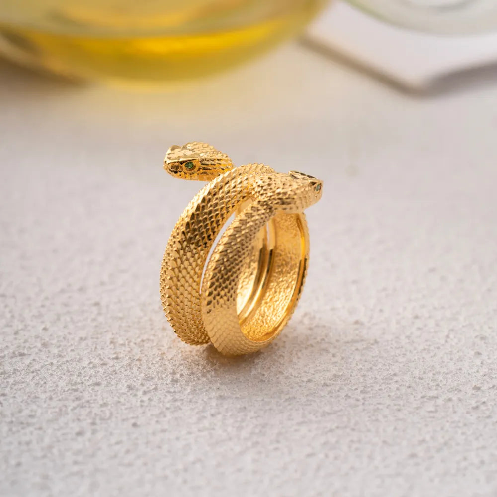 Customized Gold Vermeil Amphisbaena Triple Layer Ring Detail 06