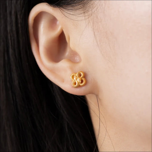 Customized 18K Gold Double Snake Stud Earrings Details 02