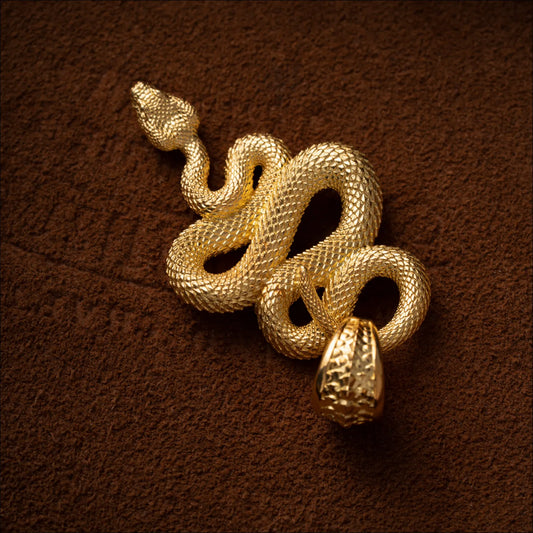 Customized Gold Vermeil Snake Pendant with Gemstone Eyes Details 01