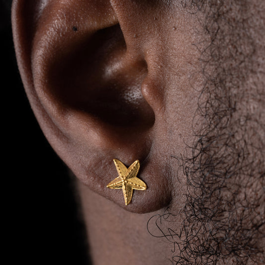 Customized Gold Starfish Earrings Details 02