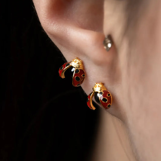 Customized Gold Vermeil Ladybug Studs Details 02