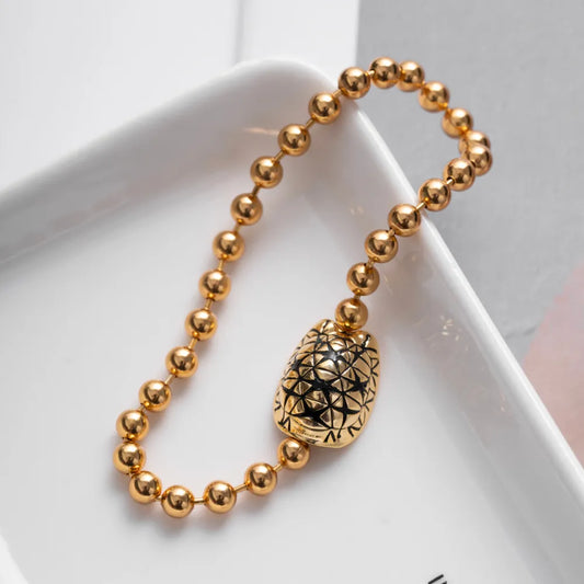 Customized Gold Vermeil Star Tortoise Ball Chain Bracelet Details 02