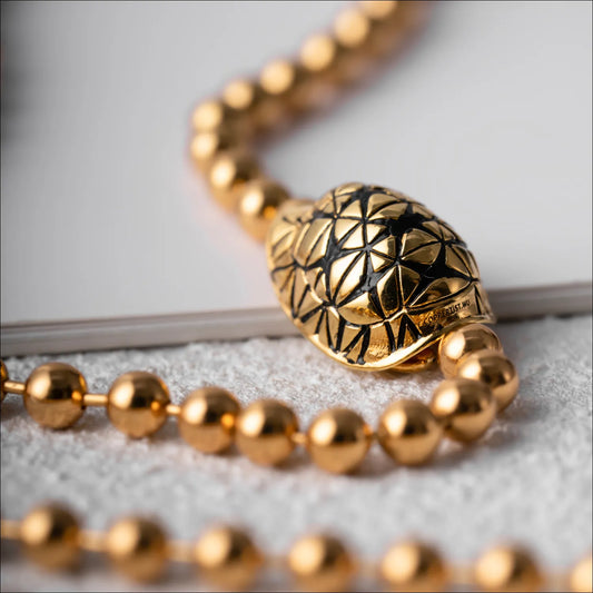 Customized Gold Vermeil Star Tortoise Ball Chain Necklace Details 02