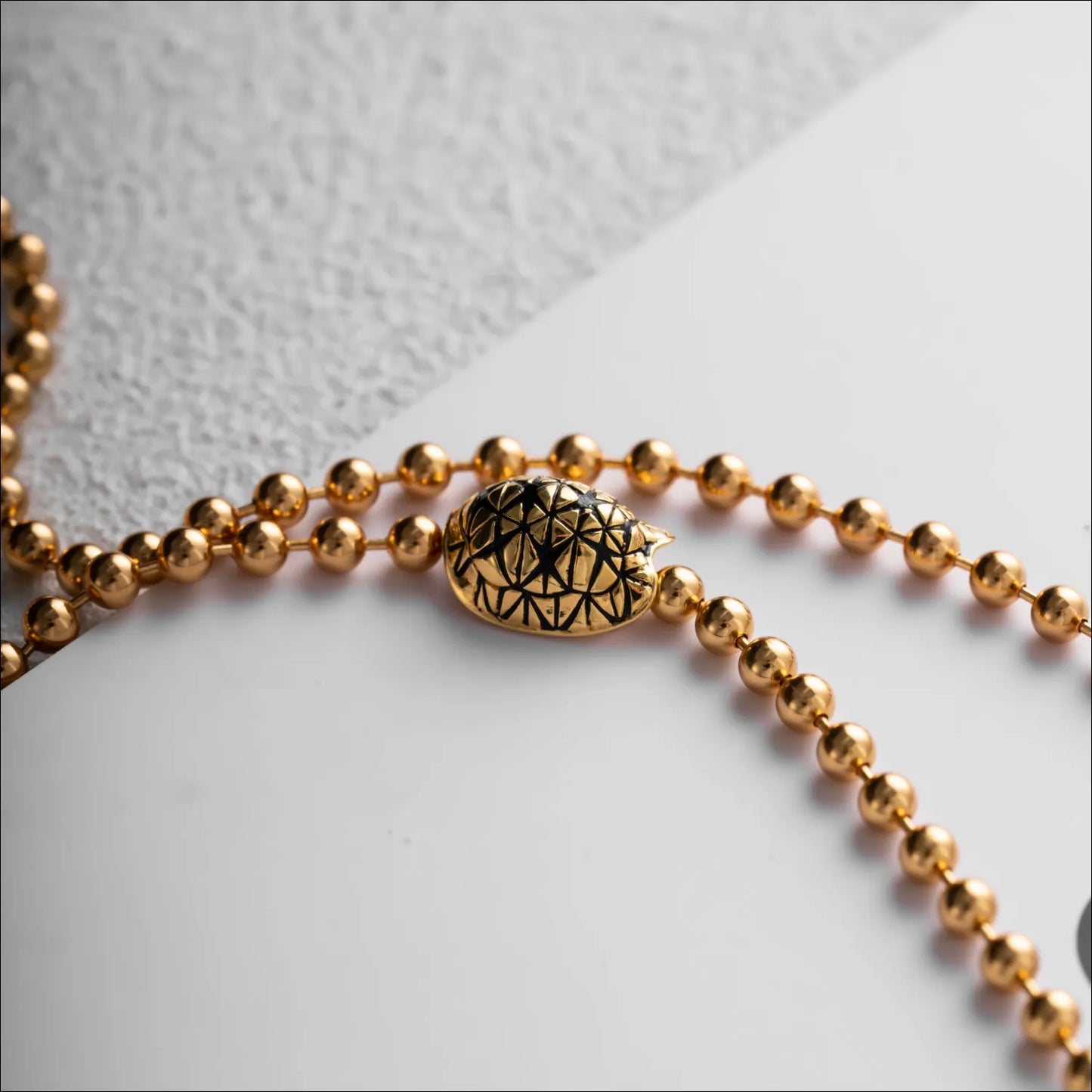 Customized Gold Vermeil Star Tortoise Ball Chain Necklace Details 05