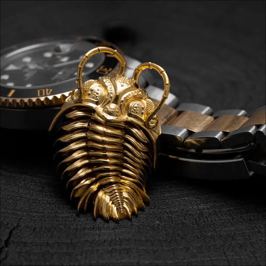 Customized Gold Vermeil Trilobite Kinetic Pendant Details 01