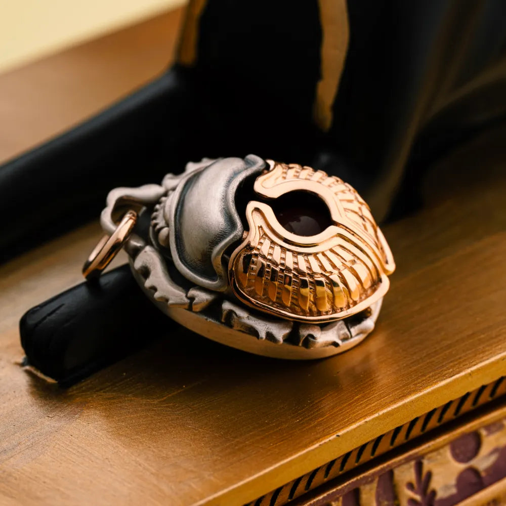 Customized OX.Silver With 14K Gold Scarab Pendant Details 07