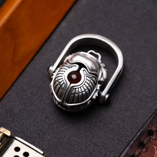 Customized Oxidized Silver Scarab Ring Details 03