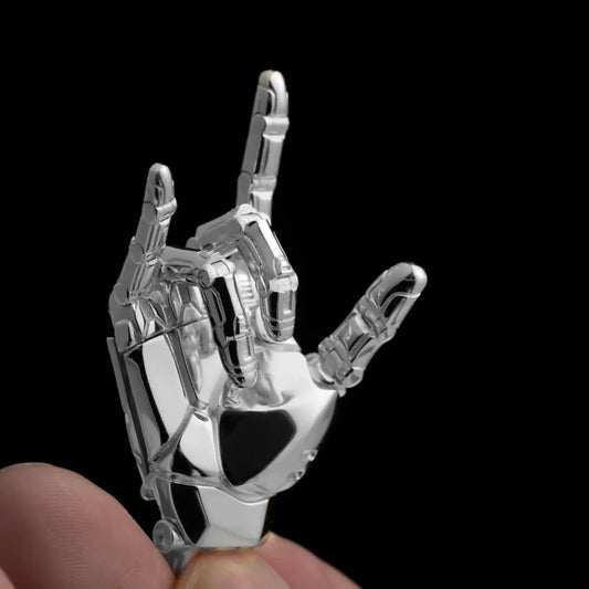 Customized Silver Mechanical Hand Pendant Right Details 01