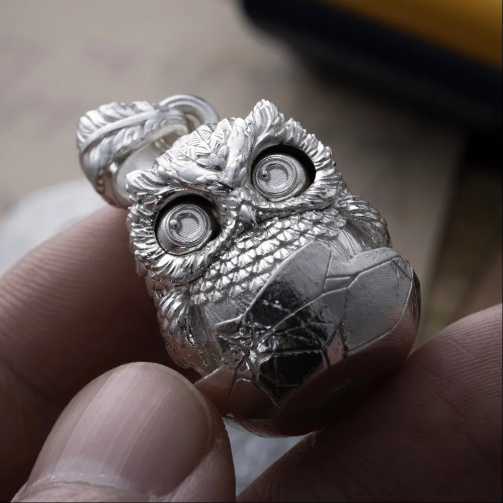 Customized Silver Owl Fidget Pendant 06