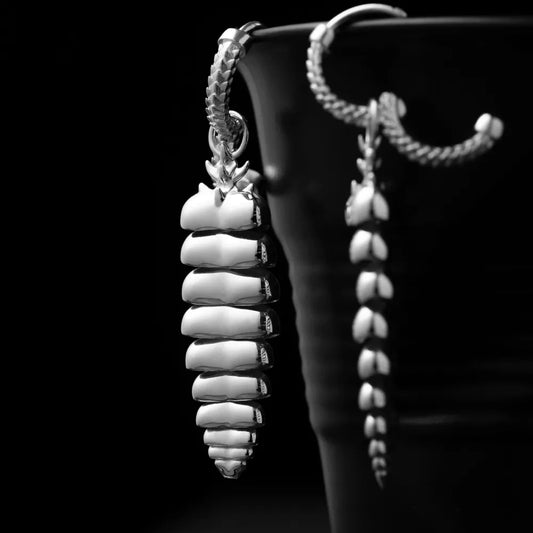 Customized Silver or Platinum Rattlesnake Tail Earrings Details 01