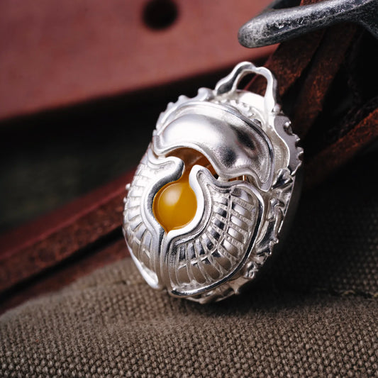 Customized Silver Scarab Pendant Details 01