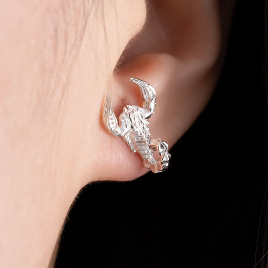 Customized Silver Scorpion Stud Earrings Details 02