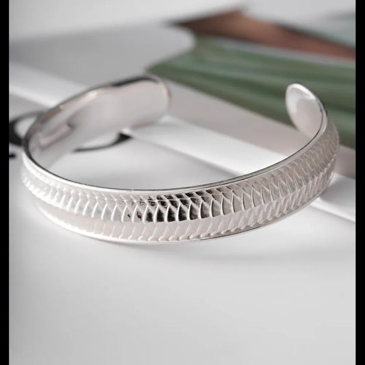Customized Silver Snake Scale Cuff Bracelet Detail 03