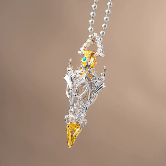 Customized Silver With 18K Gold Pendulum Pendant Details 02