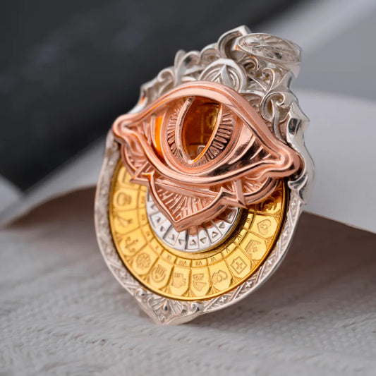 Customized Silver & 18K RGP & 18K GP Tarot Vision Pendant Details 02